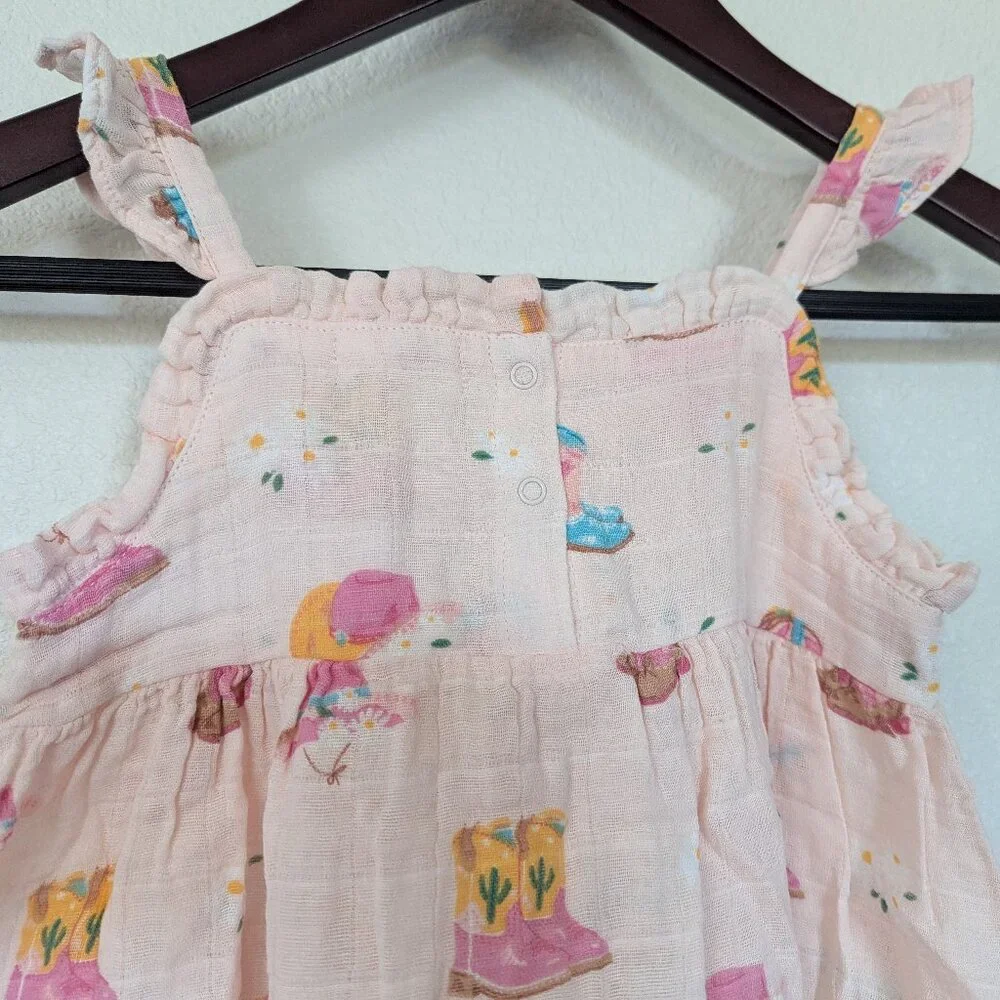 NWT Tullabee Girl Western Cowgirl 100% Organic Muslin Cotton Sleeveless Dress 6